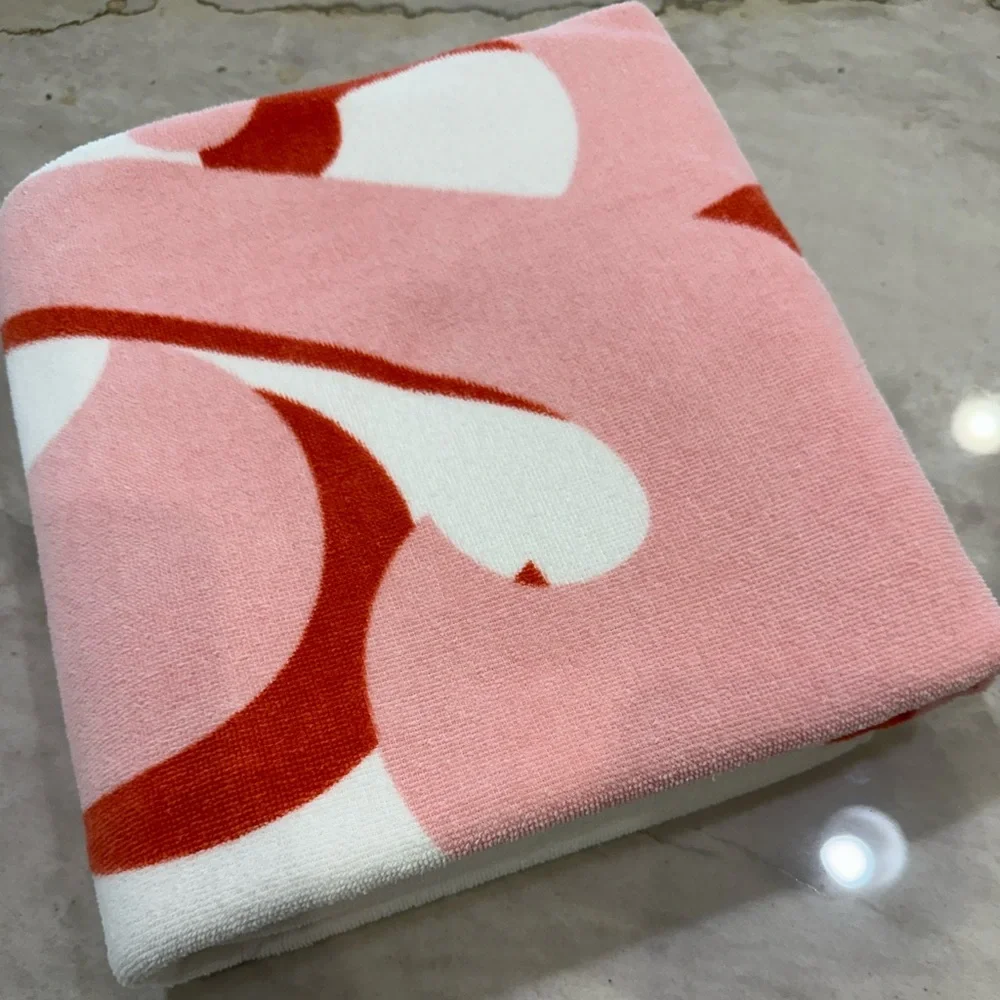 Ford White Beach Towel with Pink and Red 'Bride' Script